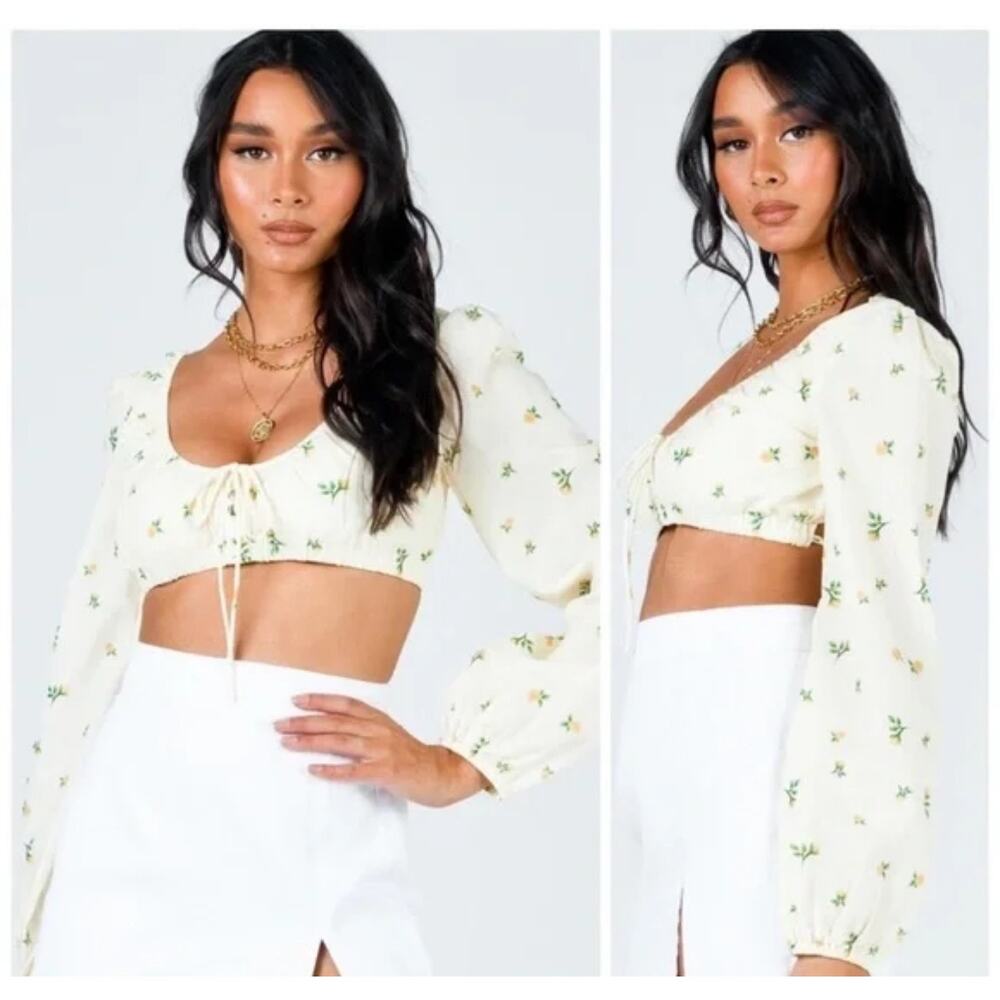Princess Polly Violeta Yellow Floral Strappy Festival Crop Top Size 6